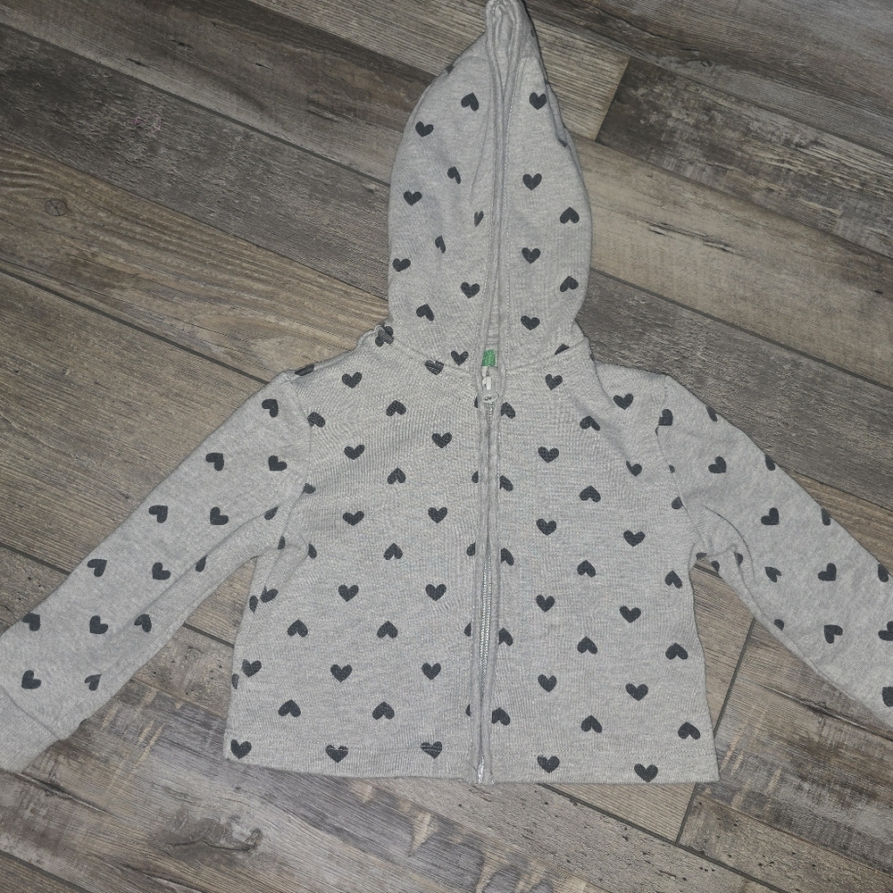 Dip Kids Gray Hoodie with Black Heart Pattern